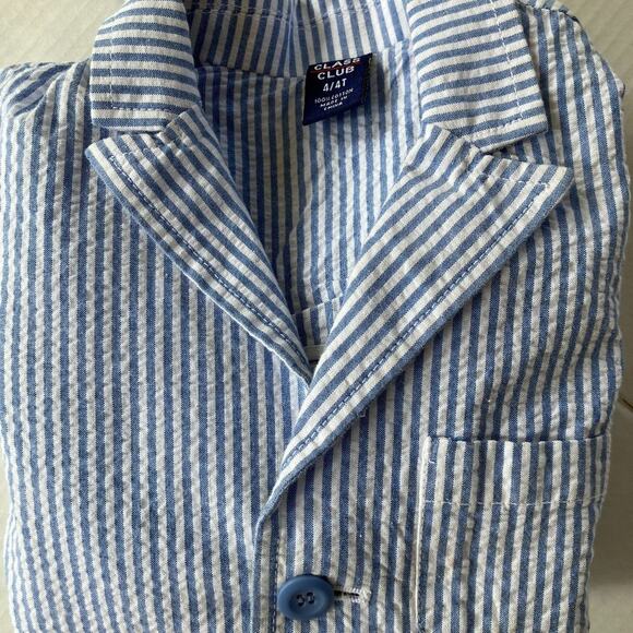 SEERSUCKER JACKET BOYS 4 BLUE AND WHITE SHRIPE CLASSIC - Picture 1 of 16